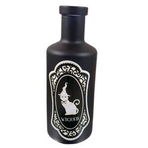 Wicked Black Cat Halloween Bottle – Gothic Apothecary Style Décor, Witchy Potion